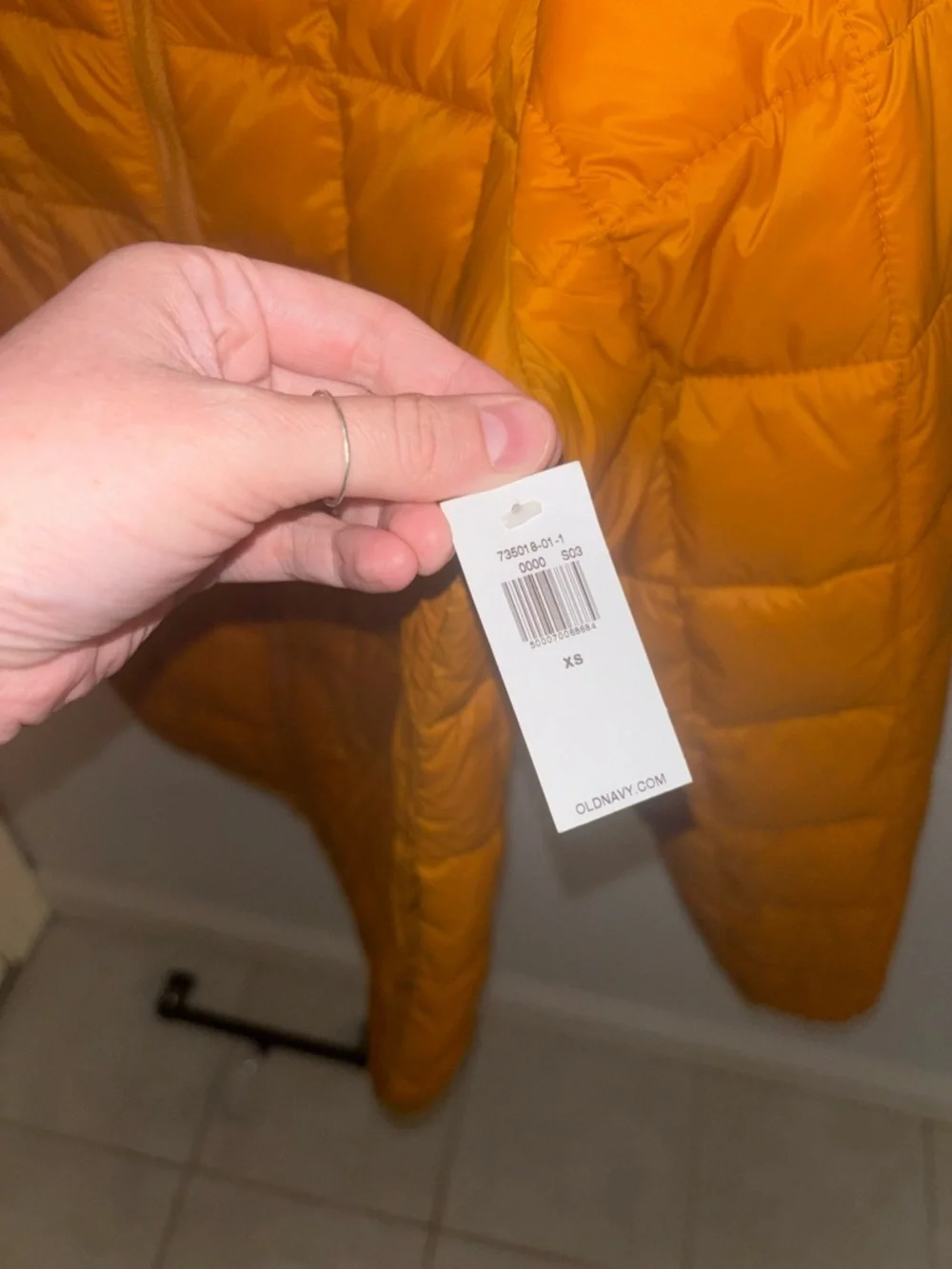 Old Navy Burnt Orange Puffer Jacket XS Quilted Lightweight NWT - Picture 3 of 5